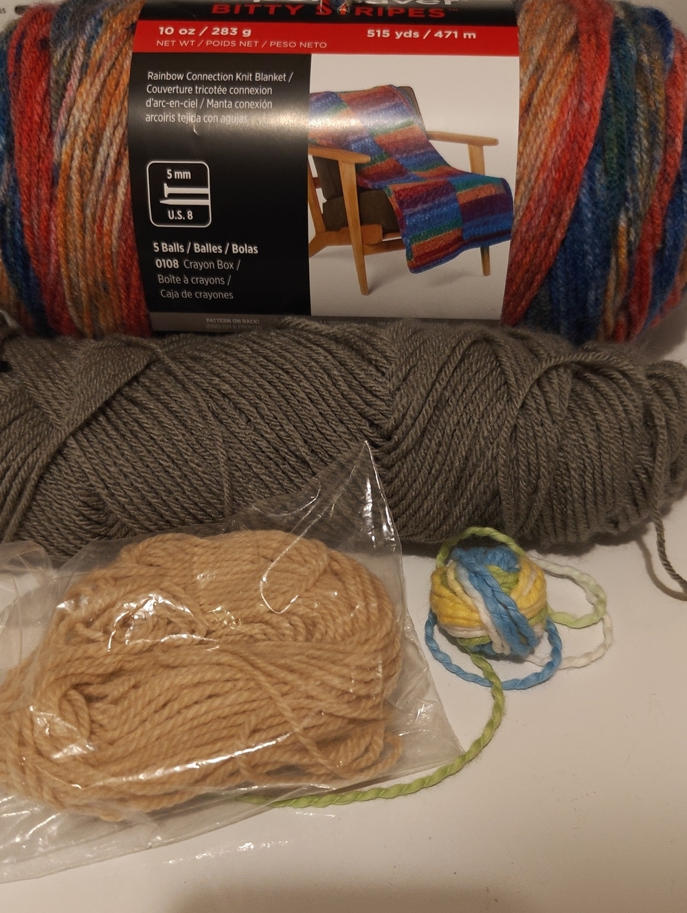 Bitty Stripes Rainbow Connection Knit Blanket Yarn - Multicolor
